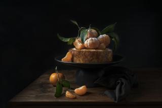 Umělecká fotografie Polenta cake with sweet mandarines, Diana Popescu,