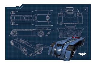 Umělecký tisk Batmobil - Blueprint,