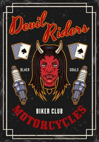 Umělecký tisk Biker club vector vintage colored poster, Igor Zhuravel,