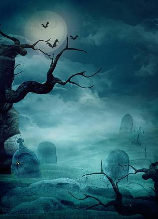 Umělecký tisk Halloween Design - Spooky Graveyard, mythja,