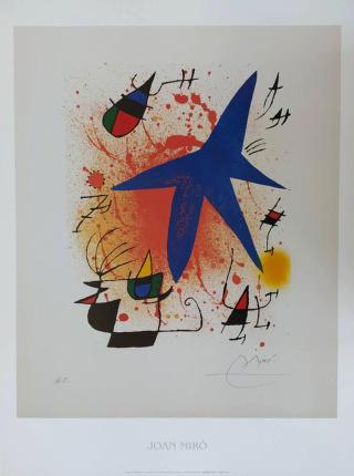 Umělecký tisk Modrá hvězda, 1972, Joan Miró,