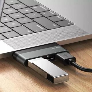 Usams Adaptér Usb-c Mini Hub 2xUSB +Micro Sd šedý