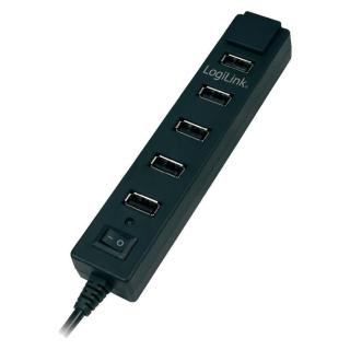 USB 2.0 hub s adaptérem LogiLink, 7-portový, spínač/vypínač