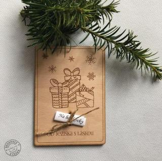Vánoční dřevěné přání na bankovky