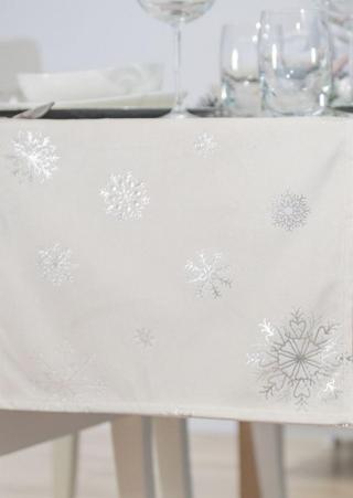 Vánoční ubrus - běhoun na stůl SNOWFLAKE krémová/stříbrná 40x160 cm Mybesthome