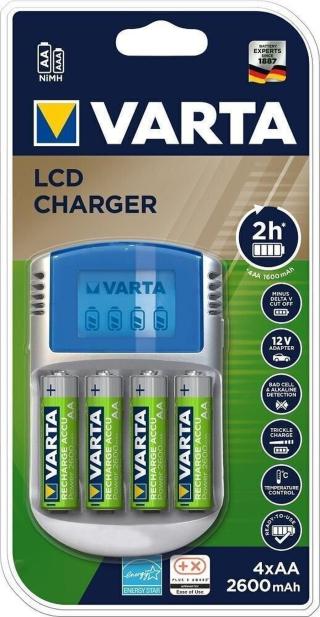 Varta PP LCD Charger 4xAA 2500 R2U& 12V + USB adapter