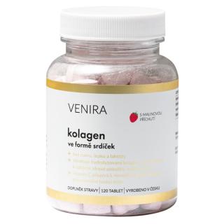VENIRA Kolagen ve formě srdíček s malinovou příchutí 120 cucacích tablet