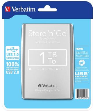 Verbatim externí paměťový disk Store'n'go 1Tb Silver