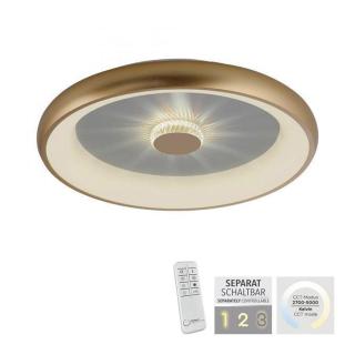 VERTIGO LED stropní svítidlo matná mosaz 61x61 kruhové křišťálový efekt stmívatelné CCT 2700-5000K - LEUCHTEN DIREKT