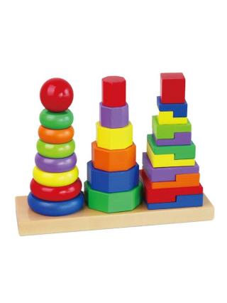 Viga Dřevěné barevné pyramidy pro děti