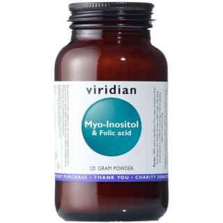 Viridian Nutrition Myo-Inositol & Folic Acid prášek na přípravu nápoje pro podporu správné hormonální činnosti pro ženy 120 g