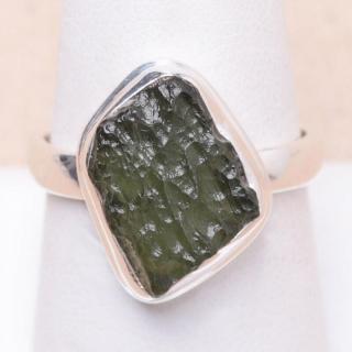 Vltavín prsten stříbro Ag 925 60155 - 58 mm , 4,5 g