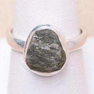 Vltavín prsten stříbro Ag 925 60180 - 57 mm , 4 g