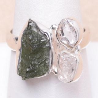 Vltavín prsten stříbro Ag 925 91471 - 59 mm , 5,4 g