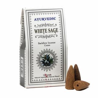 Vonné kužely pro tekoucí dým Ajurvéda White Sage Backflow Incense Cones - 10 ks