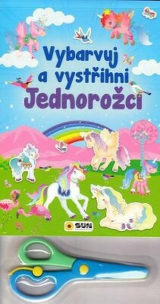 Vybarvuj a Vystřihni - Jednorožci - modrá