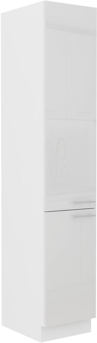 Vysoká potravinová skříňka Lara 40 DK-210 2F Barva korpusu: Bílá + Bílý lesk