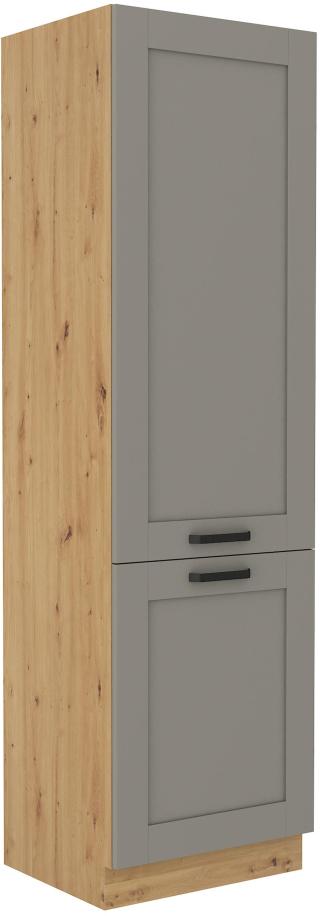 Vysoká skříňka na vestavnou lednici Luna 60 LO-210 2F Barva korpusu: Dust Grey + Dub artisan