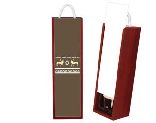 Vzor s jelenem Dřevěná dárková krabička na víno