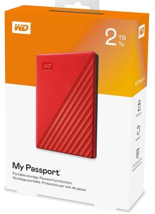 Wd externí paměťový disk My Passport 2Tb, červená