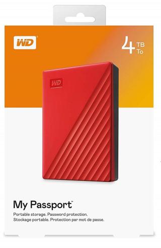 Wd externí paměťový disk My Passport 4Tb, červená