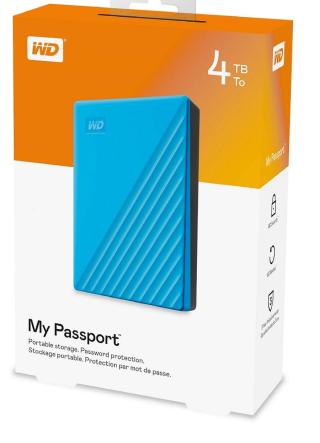 Wd externí paměťový disk My Passport 4Tb, modrá