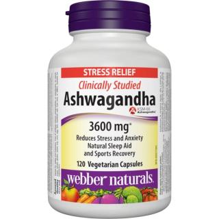 Webber Naturals Ashwagandha 3600 mg doplněk stravy pro psychickou pohodu 120 cps