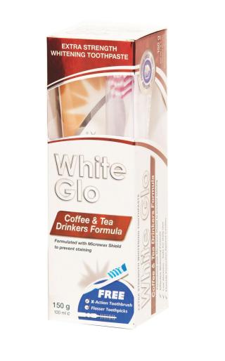 White Glo Coffee &Tea Drinkers Formula bělicí zubní pasta 150 g + kartáček