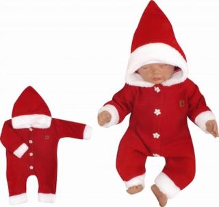 Z&amp;Z Dětský pletený overálek s kapucí Baby Santa, červený, vel. 56