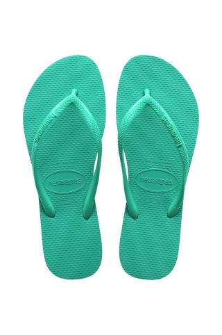 Žabky Havaianas SLIM dámské, zelená barva, na plochém podpatku, 4000030.1829