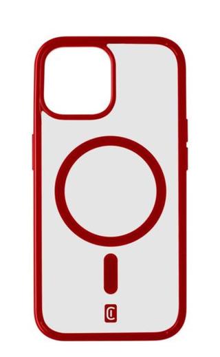 Zadní kryt Cellularline Pop Mag s podporou Magsafe pro Apple iPhone 15, transparentní / červená