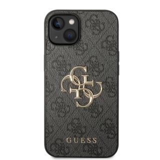 Zadní kryt Guess PU 4G Metal Logo pro Apple iPhone 15 Plus, šedá