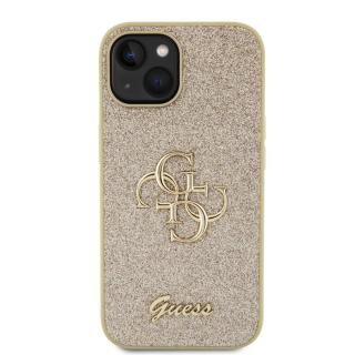 Zadní kryt Guess PU Fixed Glitter 4G Metal Logo pro Apple iPhone 13, zlatá