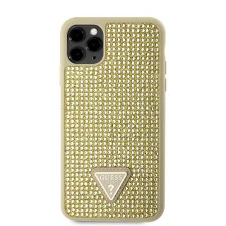Zadní kryt Guess Rhinestones Triangle Metal Logo pro Apple iPhone 11 Pro Max, zlatá
