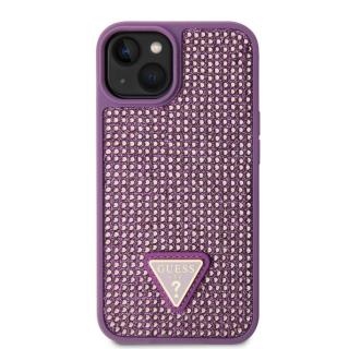 Zadní kryt Guess Rhinestones Triangle Metal Logo pro Apple iPhone 13, purple