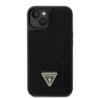 Zadní kryt Guess Rhinestones Triangle Metal Logo pro Apple iPhone 14, černá