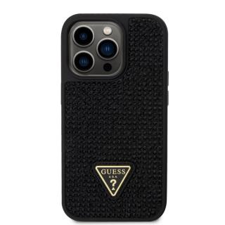 Zadní kryt Guess Rhinestones Triangle Metal Logo pro Apple iPhone 14 Pro, černá