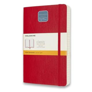 Zápisník Moleskine Expanded - měkké desky L, linkovaný, červený