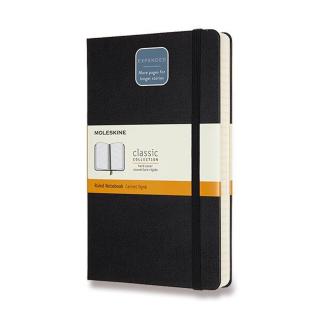 Zápisník Moleskine Expanded - tvrdé desky L, linkovaný, černý