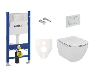 Závěsný set WC rimless TESI Ideal Standard + modul Geberit Duofix s tlačítkem Delta 20 bílé SIKOGES5E0