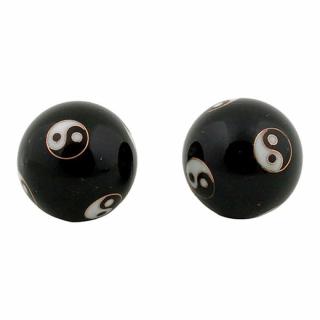 Zdravotní čínské meditační kuličky proti stresu Yin Yang black - cca 3,5 cm