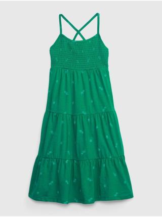 Zelené holčičí šaty midi šaty na ramínka GAP