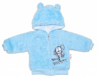 Zimní kabátek chlupáčková bundička s kapucí Cute Bunny Baby Nellys - modrá, vel. 62