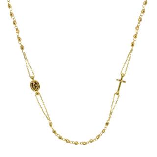 Zlatý 14 karátový náhrdelník růženec s křížem a medailonkem s Pannou Marií RŽ15 zlatý